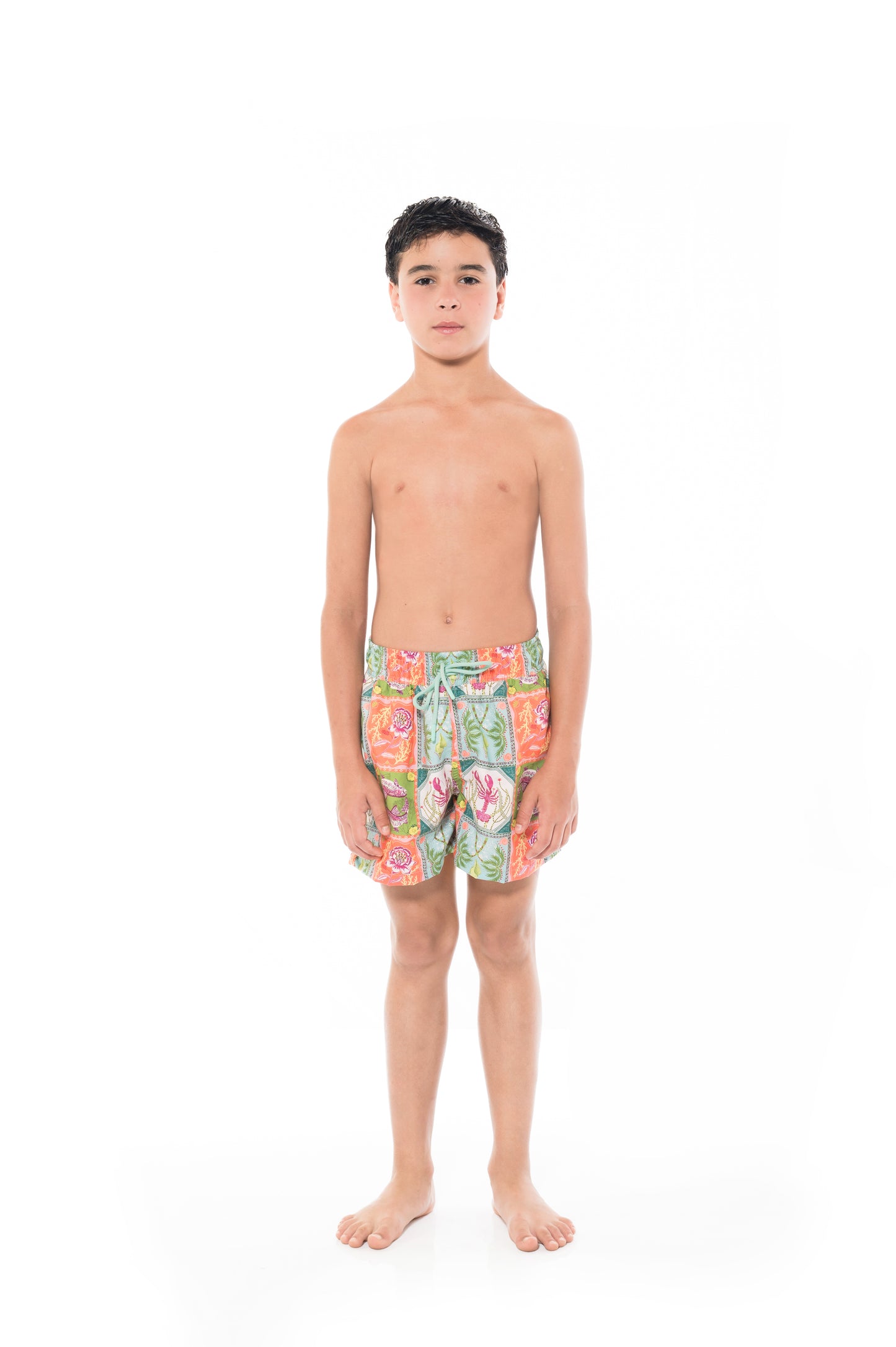 Kids Swim Trunks Caribbean Postcards