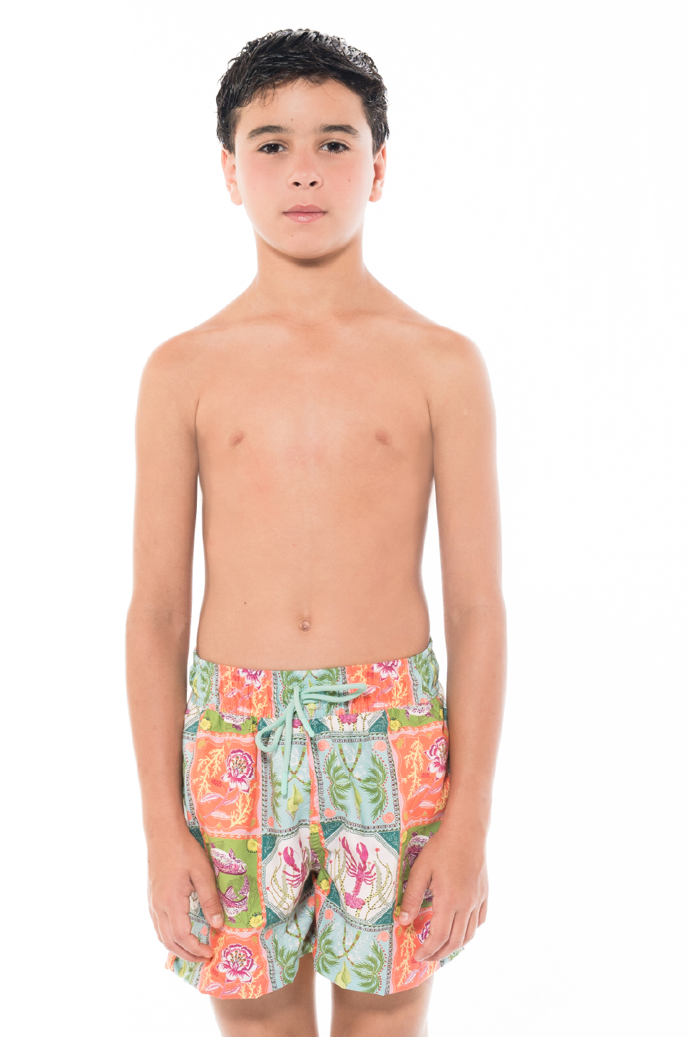 Kids Swim Trunks Caribbean Postcards