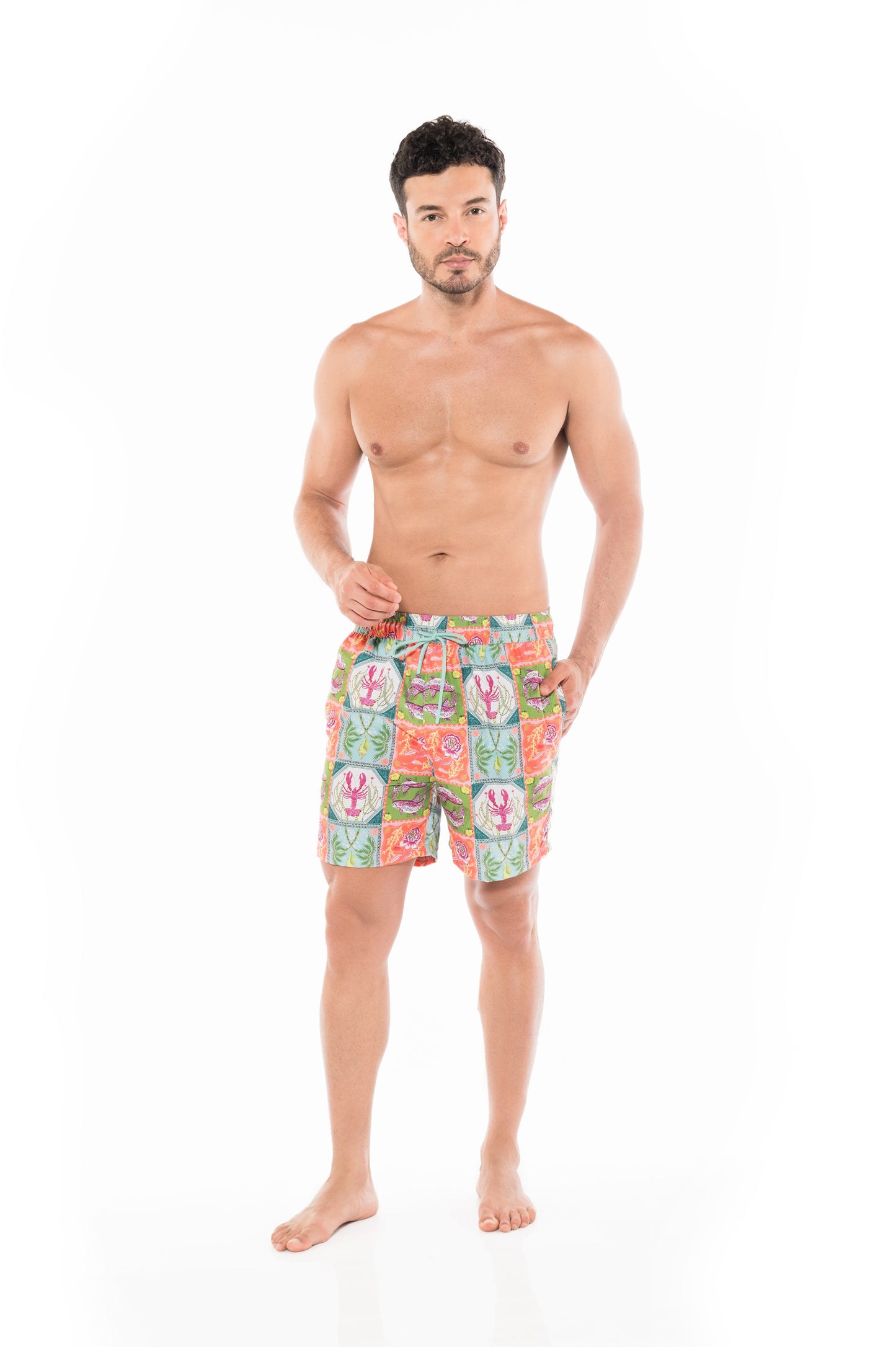 Men's Swim Trunks Caribbean Postcards