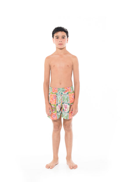 Kids Swim Trunks Caribbean Postcards