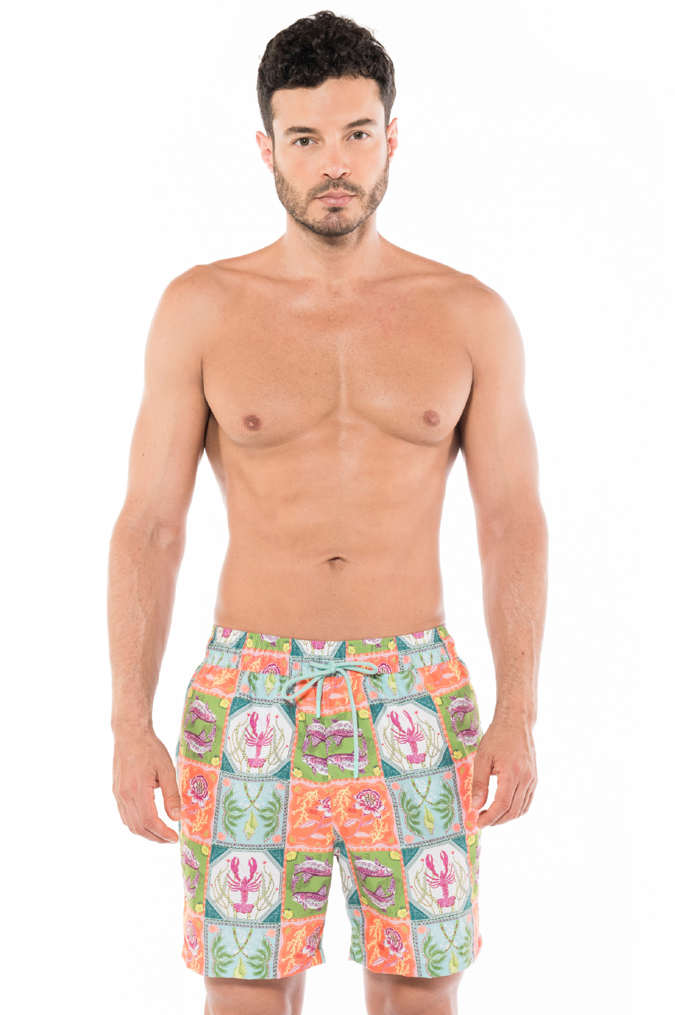 Men's Swim Trunks Caribbean Postcards