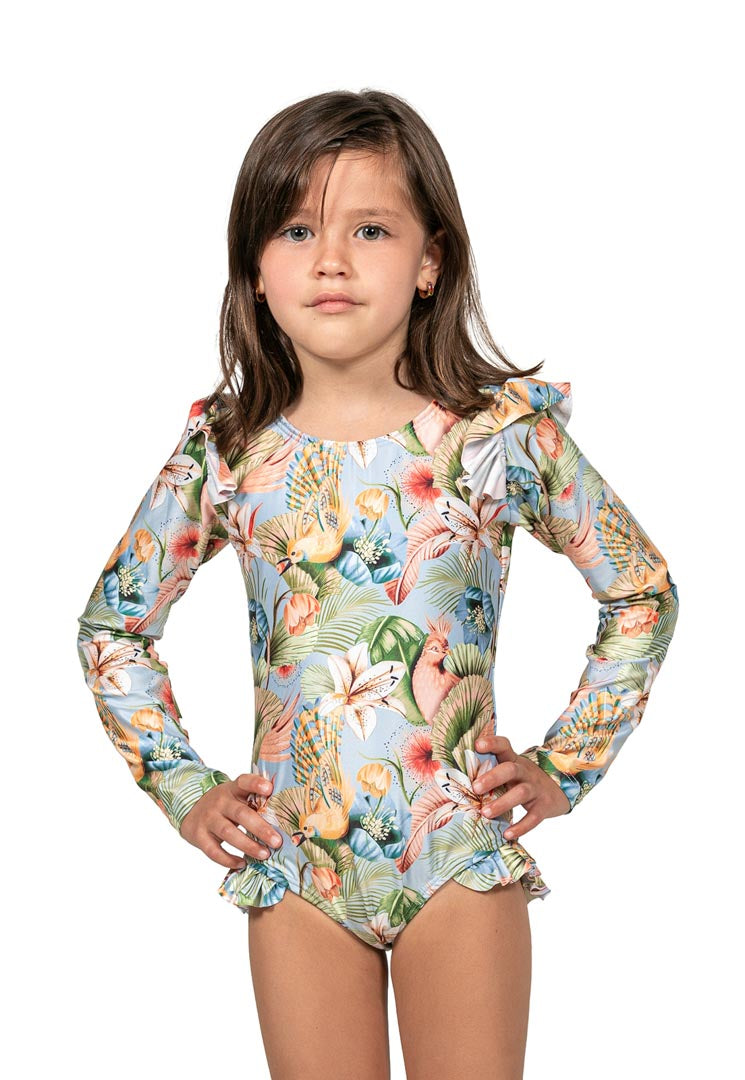 Enterizo  Manga Larga Niña Pajaro Azul