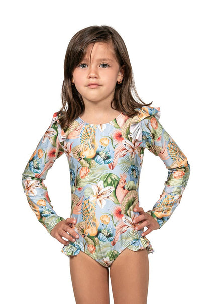 Enterizo  Manga Larga Niña Pajaro Azul